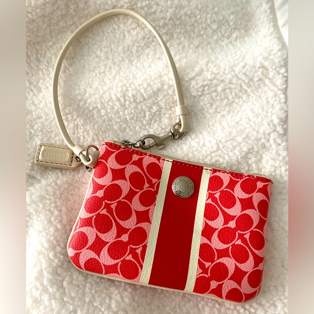 Coach Chelsea Cherry Red and Cream Wristlet